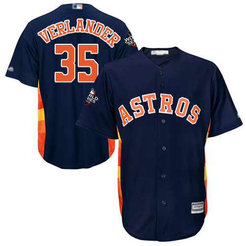 Astros #35 Justin Verlander Navy Blue Cool Base 2019 World Series Bound Stitched Youth MLB Jersey
